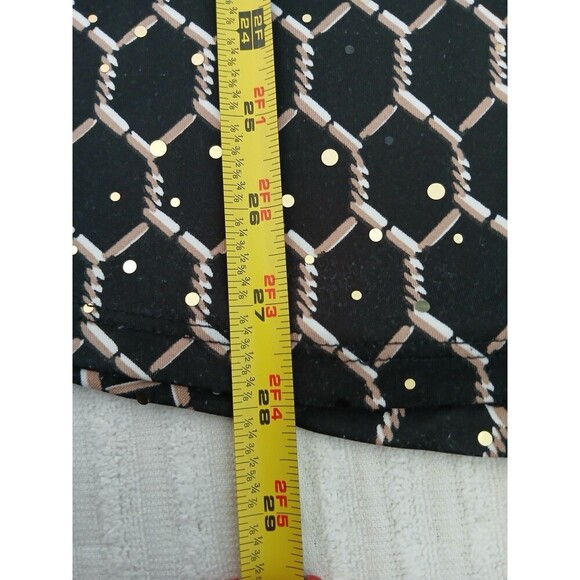 JOIE DE VIVRE WOMENS BLOUSE  TOP PLUS SIZE 2X BLACK  GOLD SLEEVELESS HENLEY NECK - Picture 8 of 13